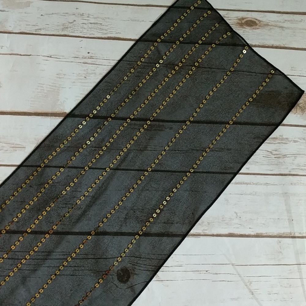 3 for $15 Black with gold sequin scarf - Picture 4 of 5